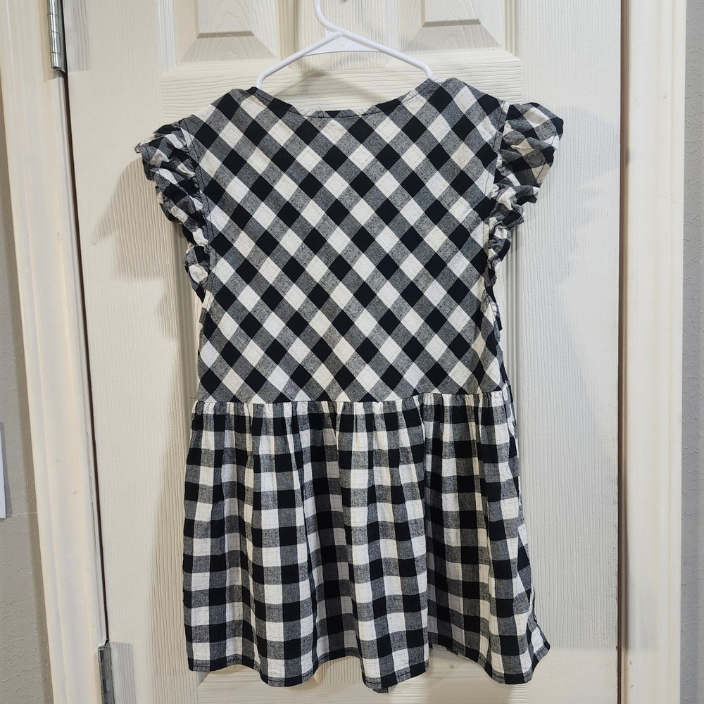 Entro Black White Gingham Ruffle Sleeve Babydoll Top V-Neck Cotton T15450 size S - Picture 5 of 8